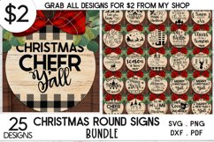 Christmas cheer y'all svg quote, Christmas round sign door Product Image 2