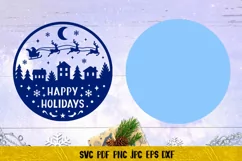 Happy Holidays Round Sign SVG | Christmas Door SignCut File Product Image 2