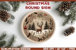 Cozy Woodland Animals Christmas Ornament Sublimation Design Product Image 1