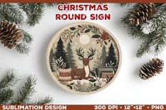 Cozy Woodland Animals Christmas Ornament Sublimation Design Product Image 1