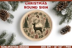 Cozy Woodland Animals Christmas Ornament Sublimation Design Product Image 1