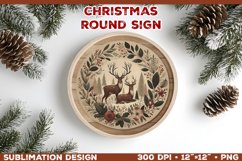 Cozy Woodland Animals Christmas Ornament Sublimation Design Product Image 1