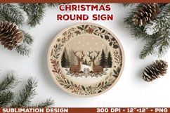 Cozy Woodland Animals Christmas Ornament Sublimation Design Product Image 1