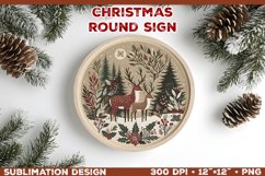 Cozy Woodland Animals Christmas Ornament Sublimation Design Product Image 1
