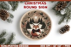 Cozy Woodland Animals Christmas Ornament Sublimation Design Product Image 1
