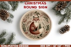 Cozy Woodland Animals Christmas Ornament Sublimation Design Product Image 1