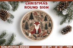 Cozy Woodland Animals Christmas Ornament Sublimation Design Product Image 1