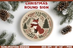 Cozy Woodland Animals Christmas Ornament Sublimation Design Product Image 1
