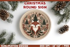 Cozy Woodland Animals Christmas Ornament Sublimation Design Product Image 1