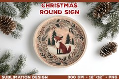 Cozy Woodland Animals Christmas Ornament Sublimation Design Product Image 1