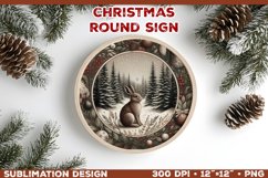 Cozy Woodland Animals Christmas Ornament Sublimation Design Product Image 1