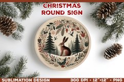 Cozy Woodland Animals Christmas Ornament Sublimation Design Product Image 1