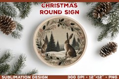 Cozy Woodland Animals Christmas Ornament Sublimation Design Product Image 1