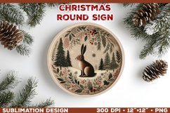 Cozy Woodland Animals Christmas Ornament Sublimation Design Product Image 1