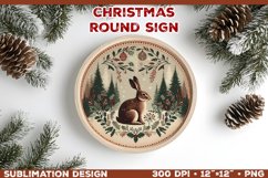 Cozy Woodland Animals Christmas Ornament Sublimation Design Product Image 1