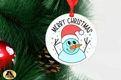 Christmas Door Sign SVG Round Ornament SVG Cute Snowman SVG Product Image 4