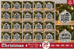 Christmas Round Sign SVG Bundle | Holiday Door Decor Sign Product Image 2