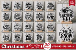 Holiday Round Sign SVG Bundle | Christmas Door Sign Bundle Product Image 1
