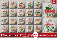 Holiday Round Sign SVG Bundle | Christmas Door Sign Bundle Product Image 2