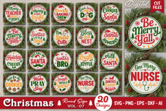 Christmas Sign SVG Bundle | Holiday Round Sign SVG Cut Files Product Image 2