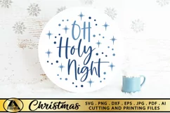 Oh Holy Night SVG Christmas Round Door Sign SVG Ornament SVG Product Image 1
