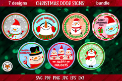 Christmas Round Sign Bundle SVG, Snowman Door Sign Product Image 1