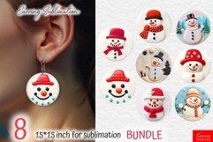 3d Cartoon Smiling Snowman| Round Earring Sublimation Bundle Product Image 1