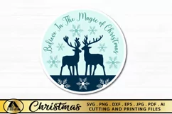 Believe In the Magic Of Christmas SVG Round Door Sign SVG Product Image 3