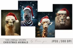 Christmas safari animal illustrations for posters- 4 Jpeg Product Image 1