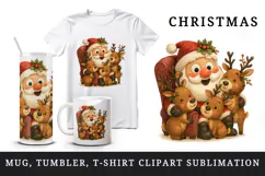 Christmas Santa tumbler, mug wrap, clipart sublimation png Product Image 1