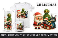 Christmas Santa tumbler, mug wrap, clipart sublimation png Product Image 1