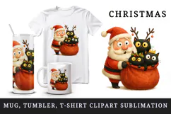Christmas Santa tumbler, mug wrap, clipart sublimation png Product Image 1