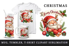 Christmas Santa tumbler, mug wrap, clipart sublimation png Product Image 1