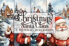 Christmas Backgrounds, Santa Claus, Santa Card, Watercolor Product Image 1
