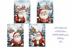 Christmas Backgrounds, Santa Claus, Santa Card, Watercolor Product Image 2