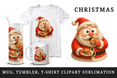 Christmas Santa tumbler, mug wrap, clipart sublimation png Product Image 1