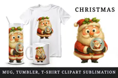 Christmas Santa tumbler, mug wrap, clipart sublimation png Product Image 1