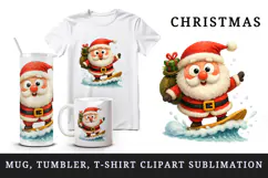 Christmas Santa tumbler, mug wrap, clipart sublimation png Product Image 1