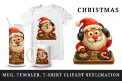 Christmas Santa tumbler, mug wrap, clipart sublimation png Product Image 1