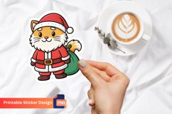Christmas Santa Cat Sticker, Santa Cat Illustration Product Image 1