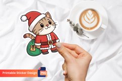 Christmas Santa Cat Sticker, Santa Cat Illustration Product Image 1