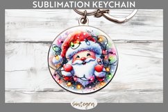 Christmas Santa Claus v2 Entangled in Lights Round Keychain Product Image 1