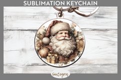 Christmas Pastel Santa Claus v3 Round Keychain Sublimation Product Image 1