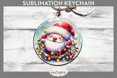 Christmas Santa Claus v5 Entangled in Lights Round Keychain Product Image 1