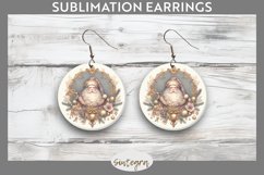 Christmas Pastel Santa Claus v5 Round Earrings Sublimation Product Image 1