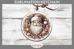 Christmas Pastel Santa Claus v6 Round Keychain Sublimation Product Image 1