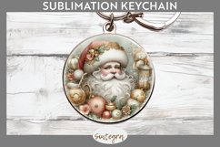 Christmas Pastel Santa Claus v7 Round Keychain Sublimation Product Image 1