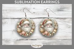 Christmas Pastel Santa Claus v7 Round Earrings Sublimation Product Image 1