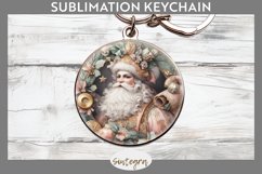 Christmas Pastel Santa Claus v8 Round Keychain Sublimation Product Image 1