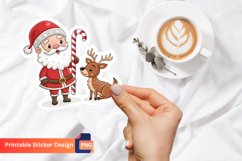 Christmas Santa Claus Deer Sticker, Vintage Santa Sticker Product Image 1